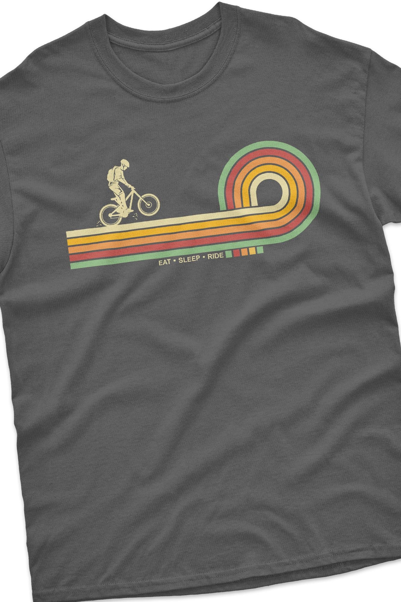 Bad Zebedee Bad Zebedee Men's Retro Lines Mountain Bike T-Shirt in Dark Grey - 2