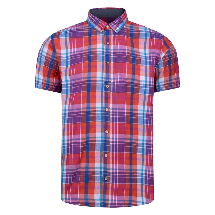 Peter Gribby Peter Gribby Men's Short Sleeve Coral Check Shirt - 1