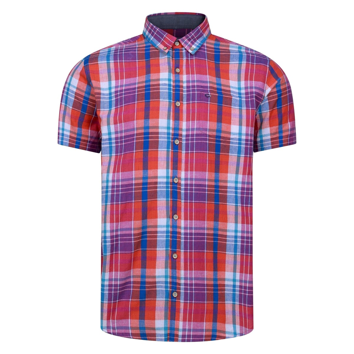 Peter Gribby Peter Gribby Men's Short Sleeve Coral Check Shirt - 1