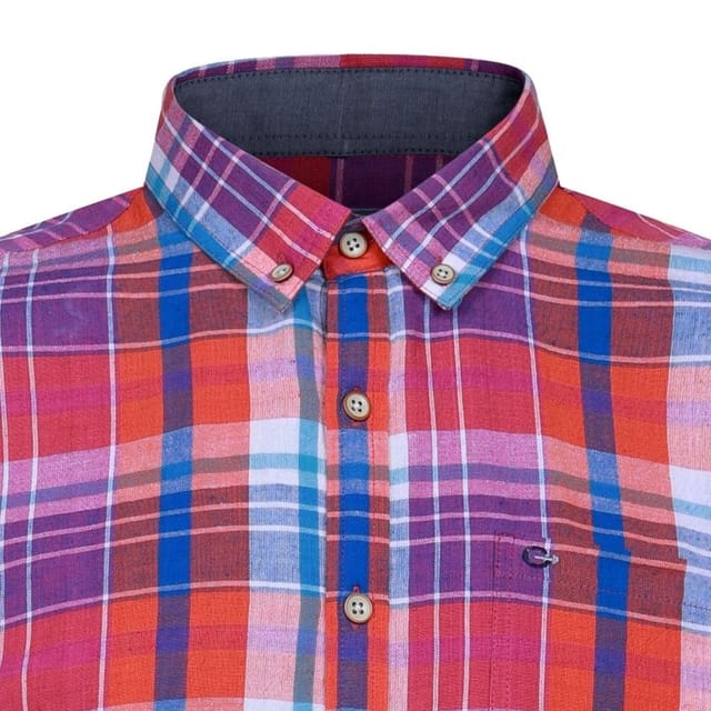 Peter Gribby Peter Gribby Men's Short Sleeve Coral Check Shirt - 2