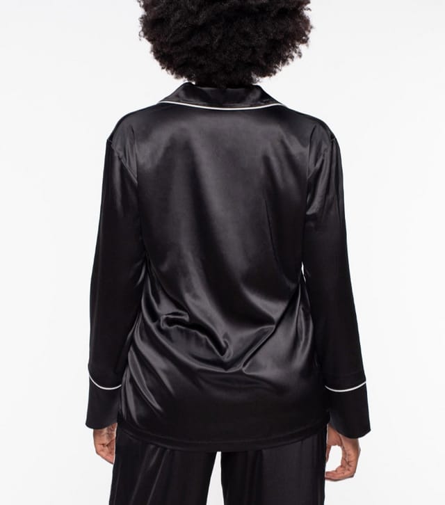 Dorina Women's Black Satin Piped Pyjama Shirt Dorina New Look - 3