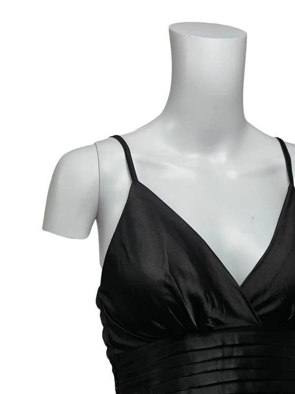Handmade Womens Satin Slip Dress Size XS 6-8 Black Handmade Ruffle Back NEWEU34