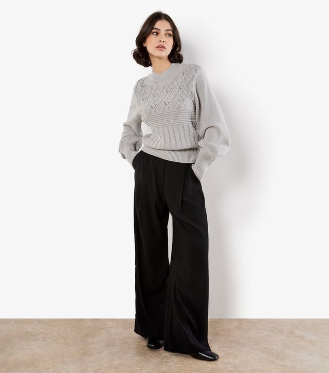 Apricot Women's Grey Textured Knit High Neck Jumper Apricot New Look - 2