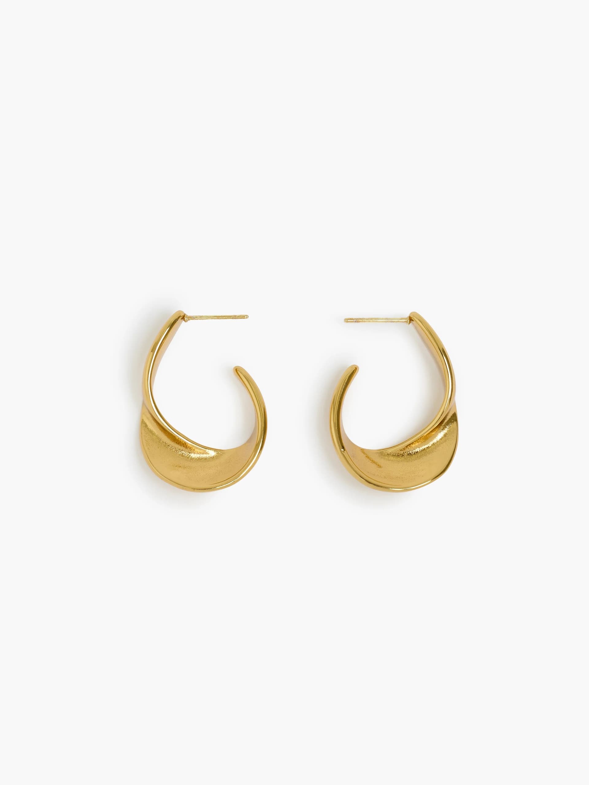 French Connection Twist Curve Hoop Earrings Warm Gold