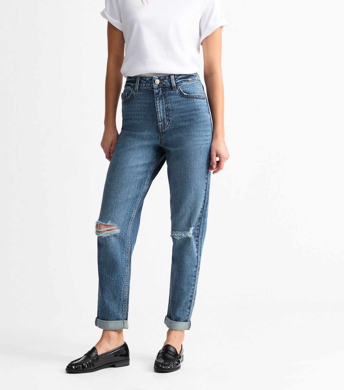 New Look Women's Blue Ripped Mom Jeans New Look - 3