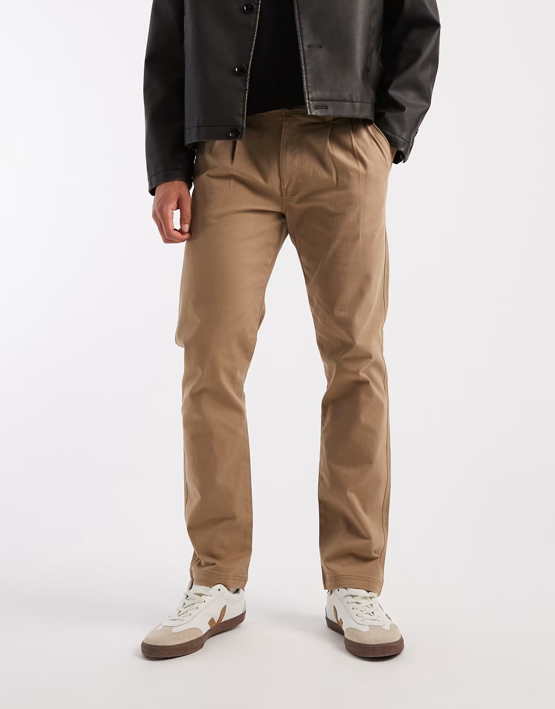 ASOS Threadbare loose fit chino trousers in dark stone