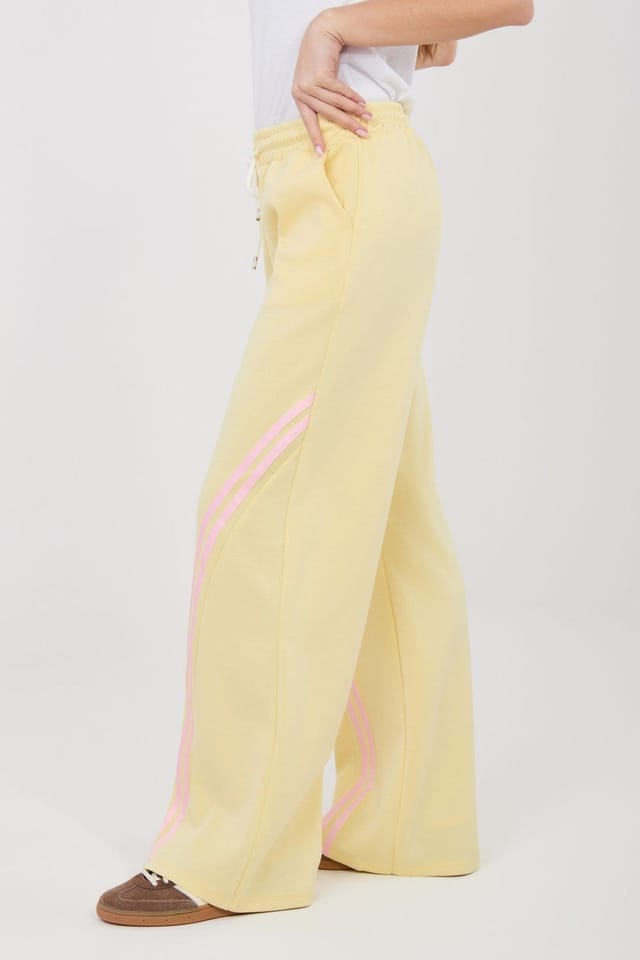 Love Lace Love Lace Women's High Waist Sweatpants With Diagonal Stripe in Yellow - 2