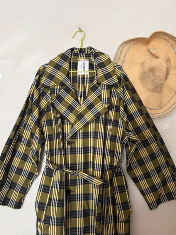 Collusion Collusion tartan classic check windbreaker Mac trench rain coat uk 16