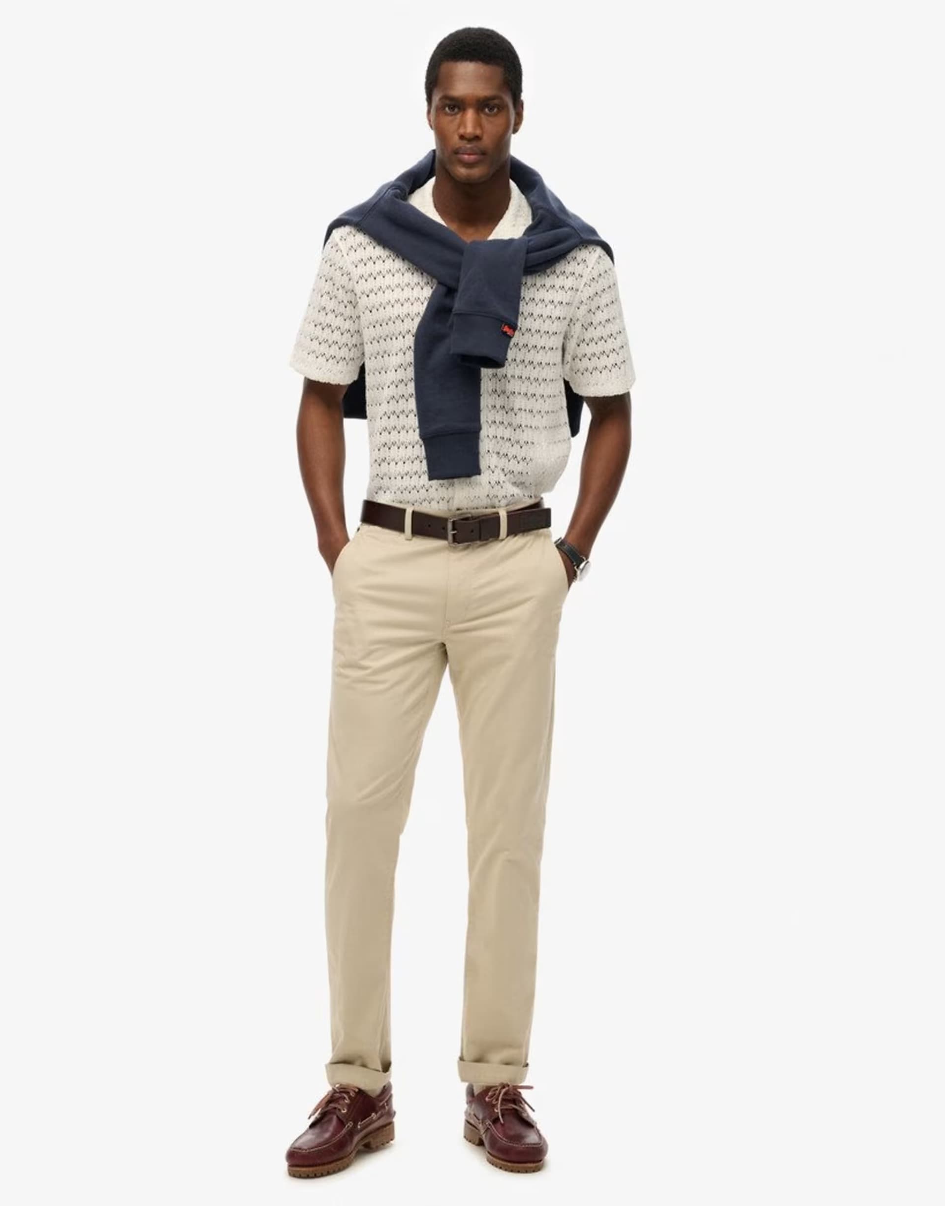 ASOS Superdry Knitted texture shirt in white crochet