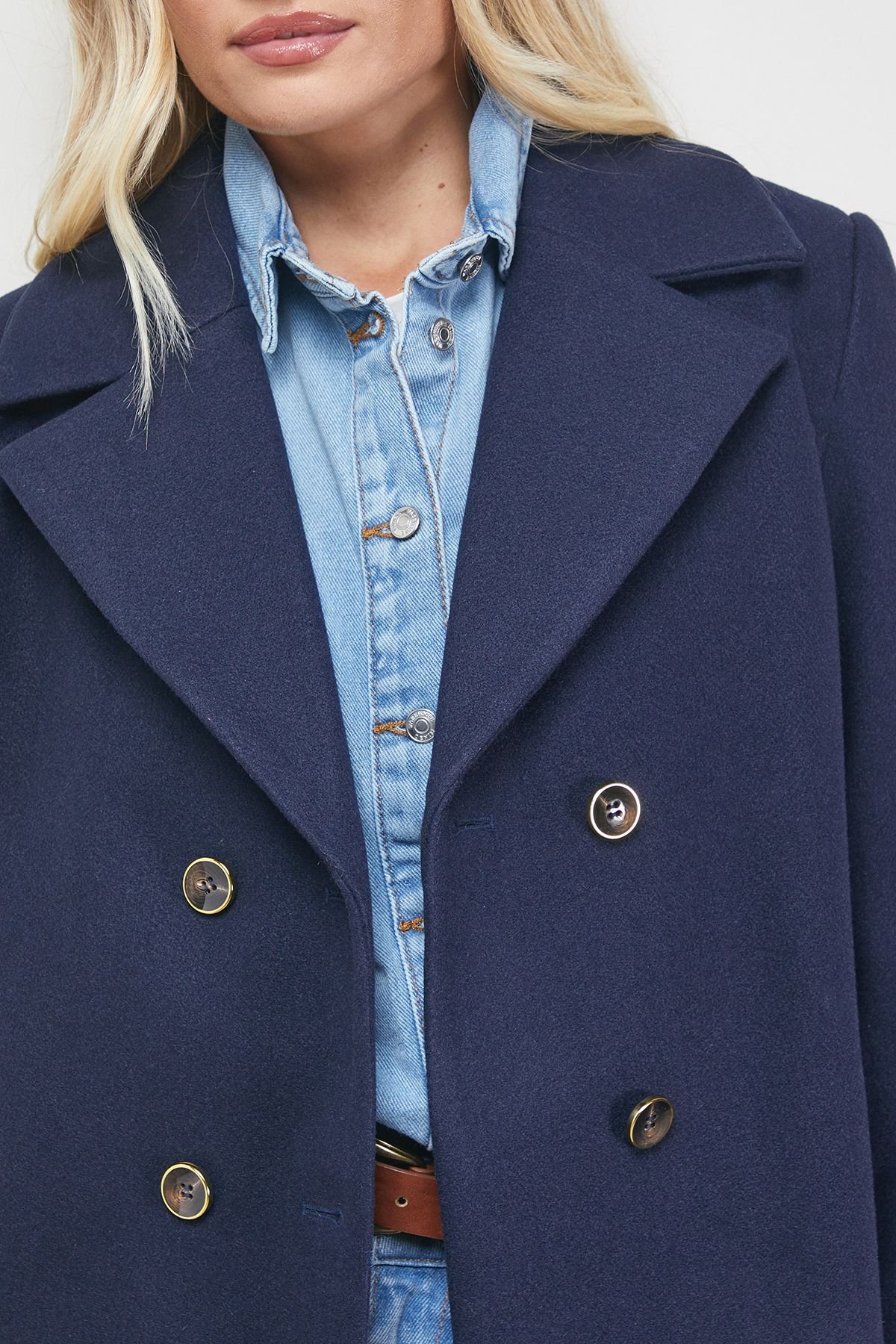 Oasis Oasis Women's Double Breasted Blazer Coat in Navy - 4