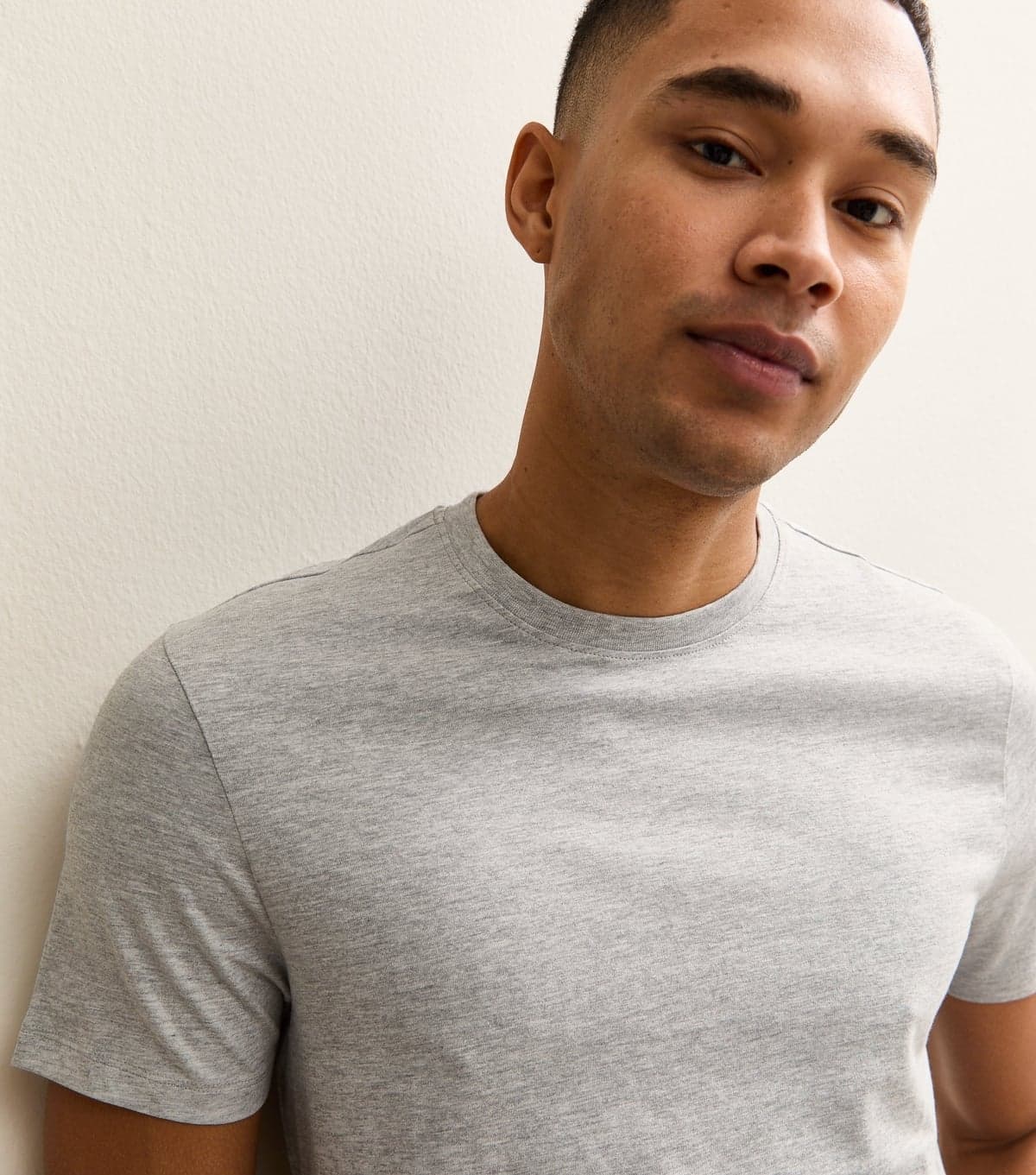 New Look Men's Grey Marl Regular Crew Neck Jersey T-Shirt New Look