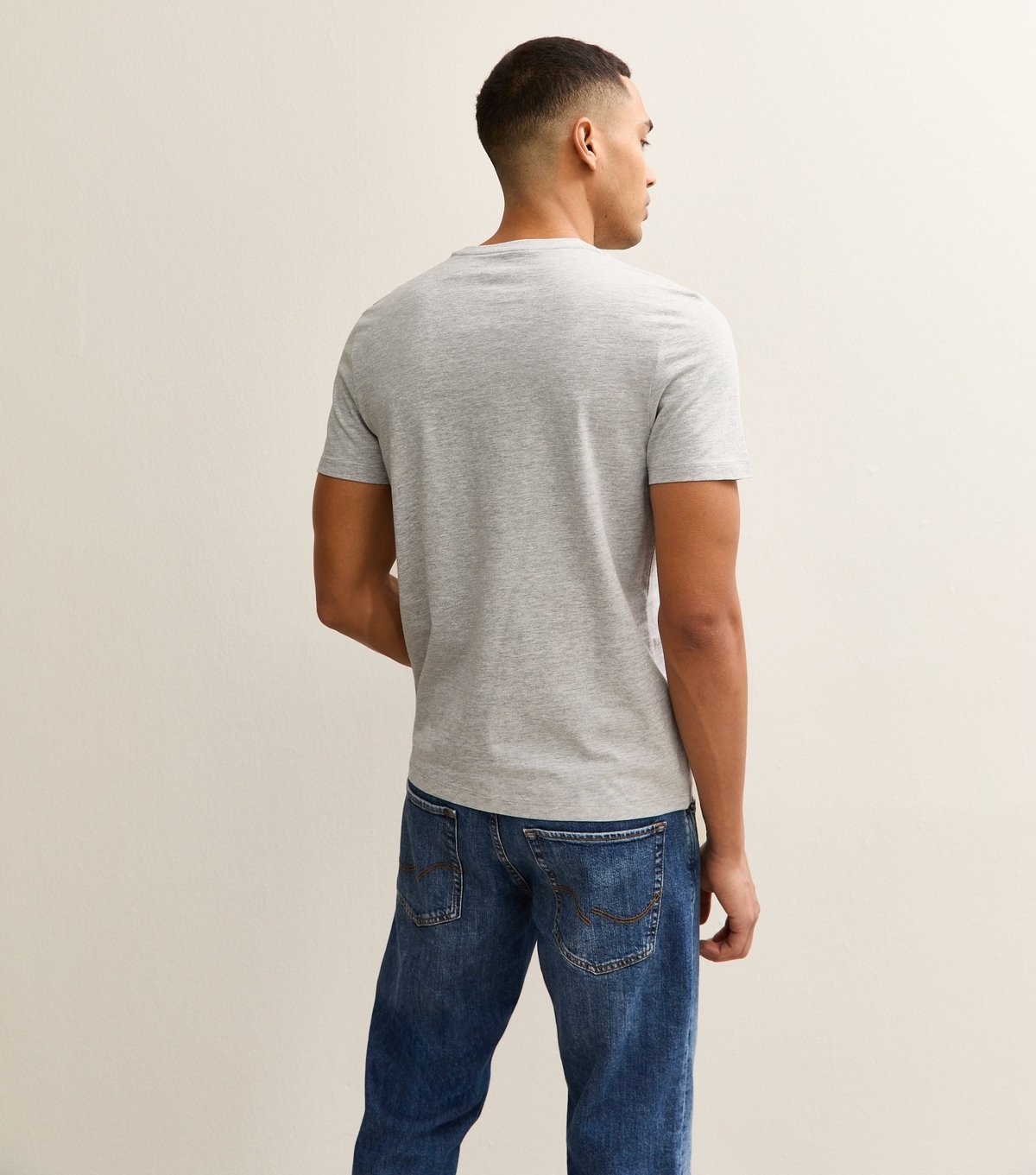 New Look Men's Grey Marl Regular Crew Neck Jersey T-Shirt New Look - 4