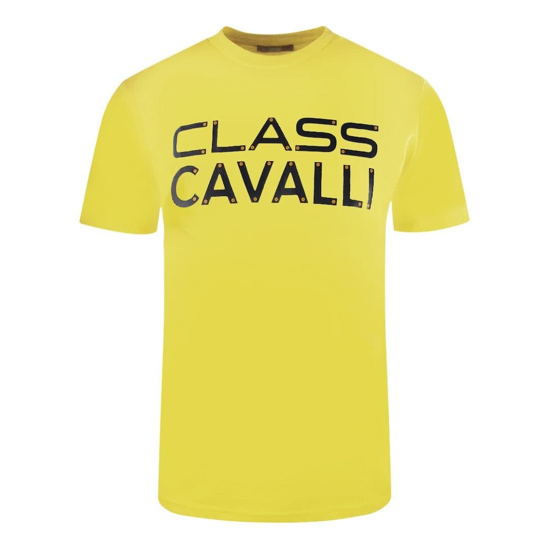 Cavalli Class Cavalli Class Men's Bolted Logo Yellow T-Shirt