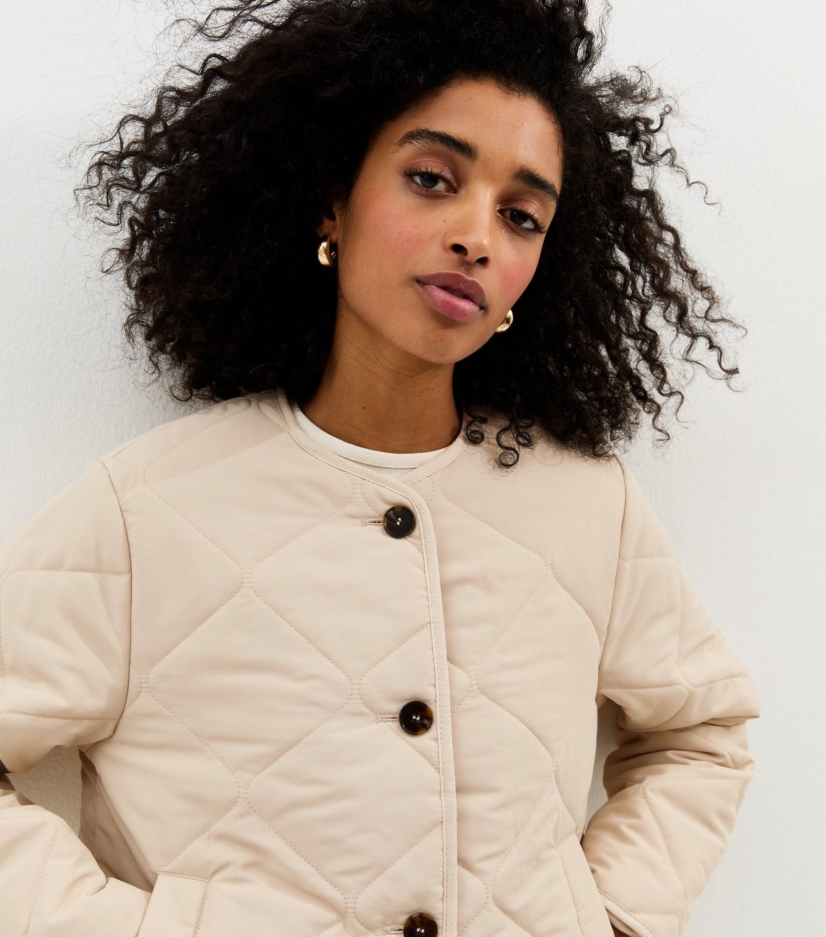 New Look Women's Stone Soft Touch Quilted Jacket New Look - 2