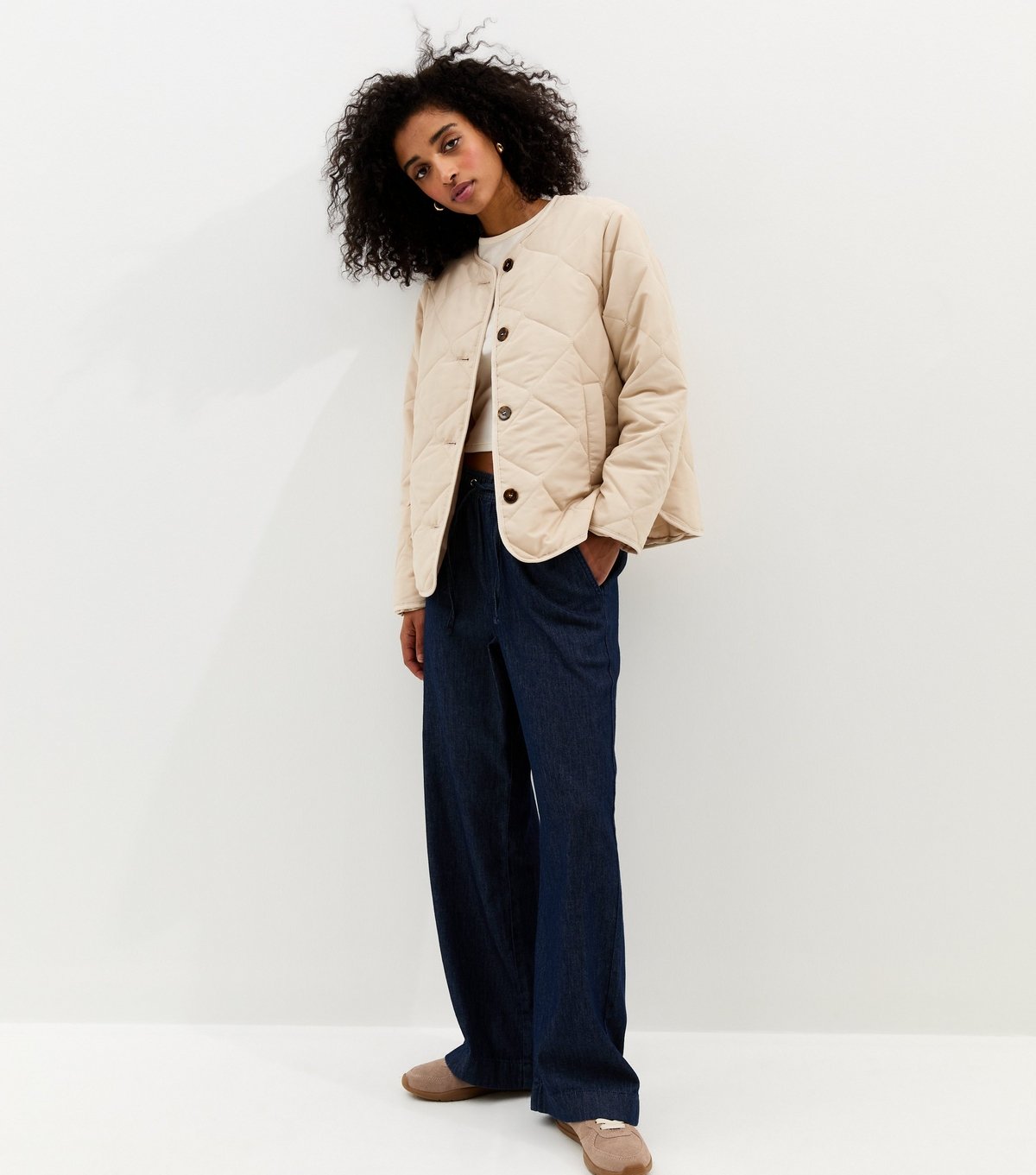 New Look Women's Stone Soft Touch Quilted Jacket New Look - 3