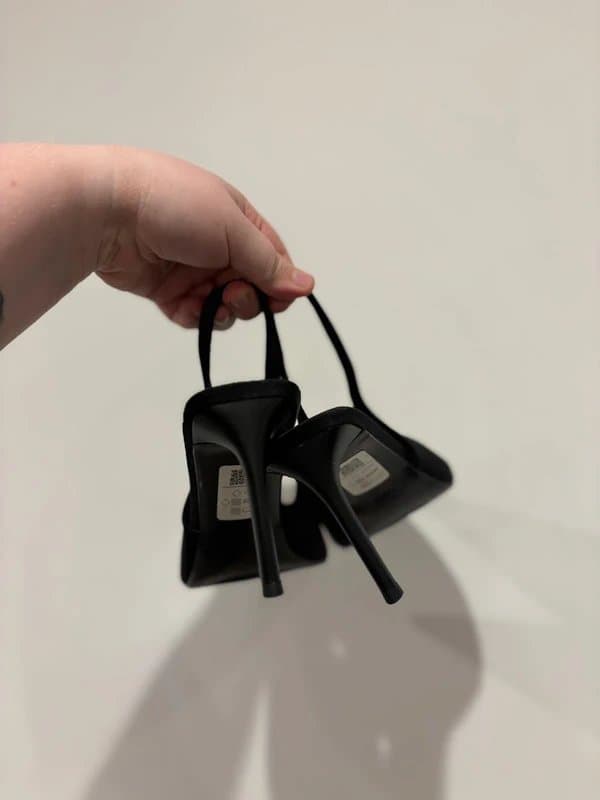 ASOS Design ASOS Design Wide Fit Spicy Slingback Stiletto Heels Black - Size UK 8 – Brand New