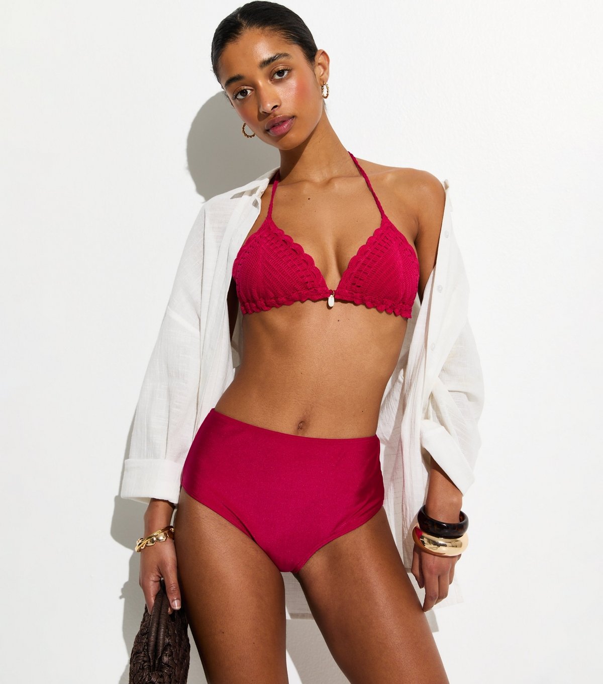 New Look Women's Dark Pink High Waist Bikini Briefs New Look - 3