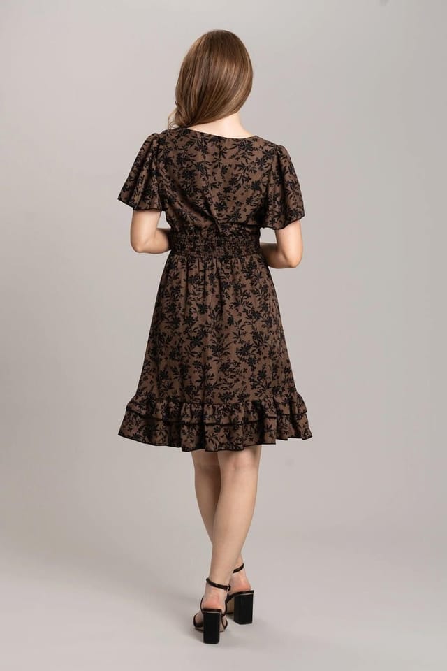 SOLO SOLO Women's Wrap Over Midi Dress in Brown - 3