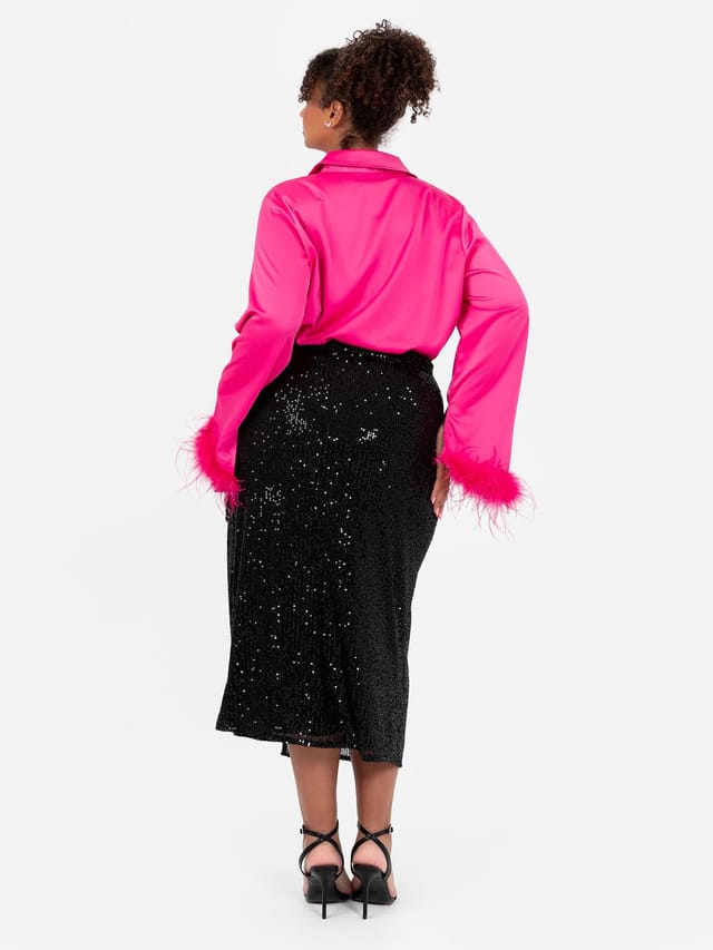 Lovedrobe Lovedrobe Women's Sequin Midi Wrap Skirt in Black - 3