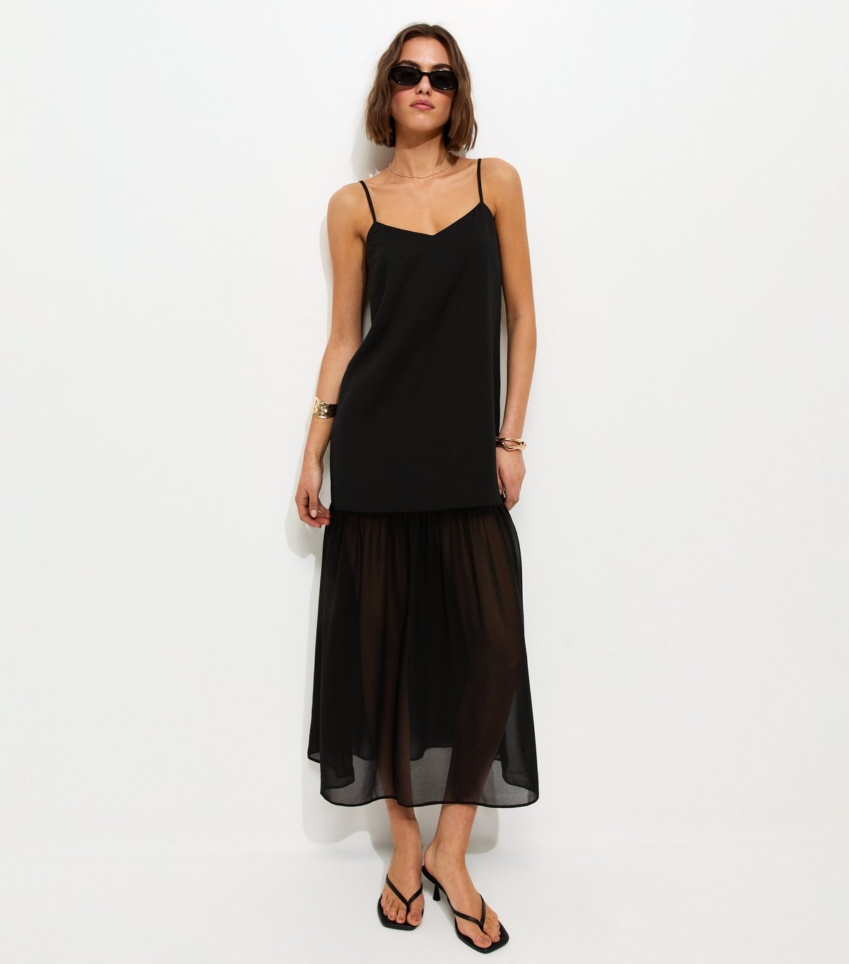 New Look Women's Black Satin and Chiffon Maxi Dress New Look - 3