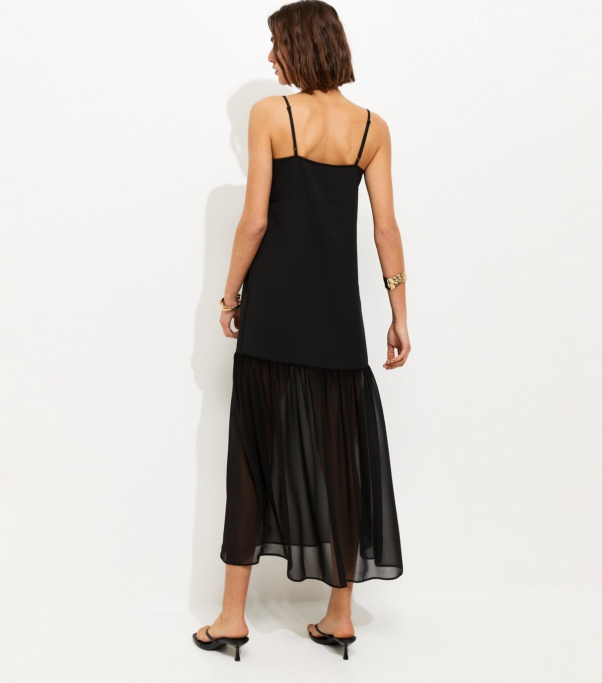 New Look Women's Black Satin and Chiffon Maxi Dress New Look - 4