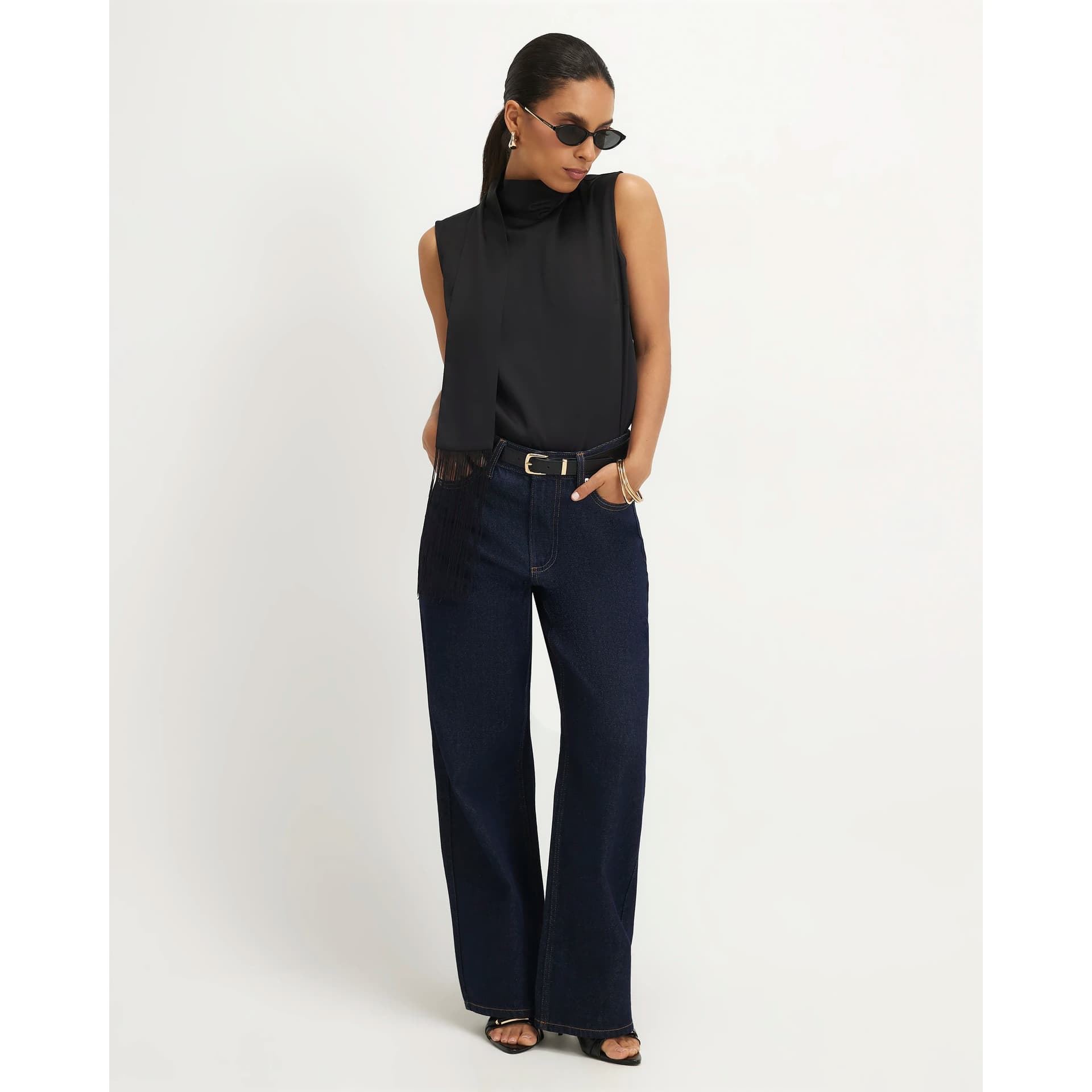 River Island River Island Womens Petite Navy High Rise Straight Leg Jeans