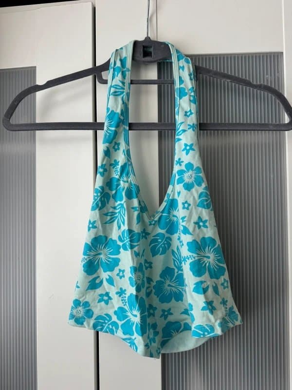 ASOS Design ASOS blue floral halter neck top