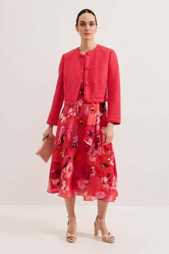 Phase Eight Phase Eight Women's Ripley Boucle Cropped Jacket in Coral - 3