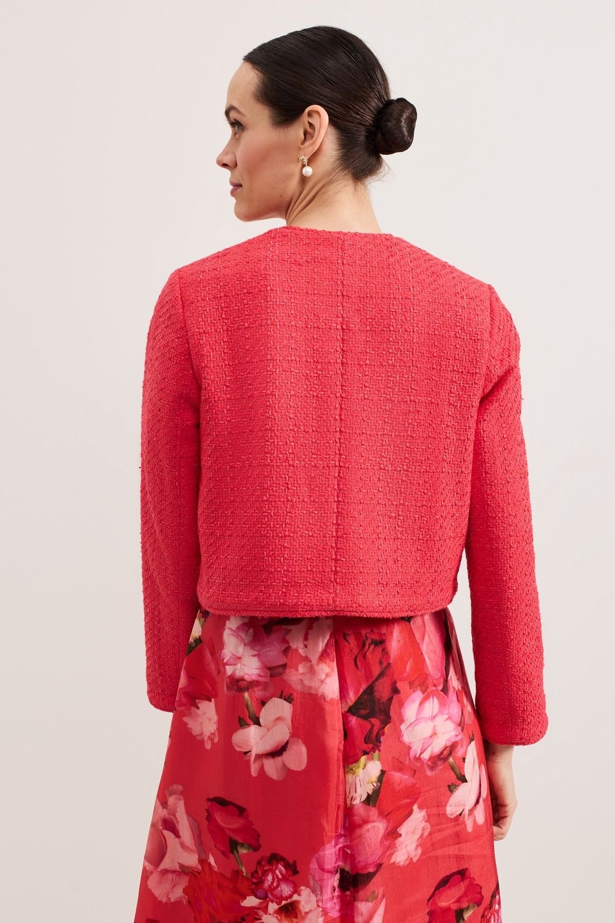 Phase Eight Phase Eight Women's Ripley Boucle Cropped Jacket in Coral - 4