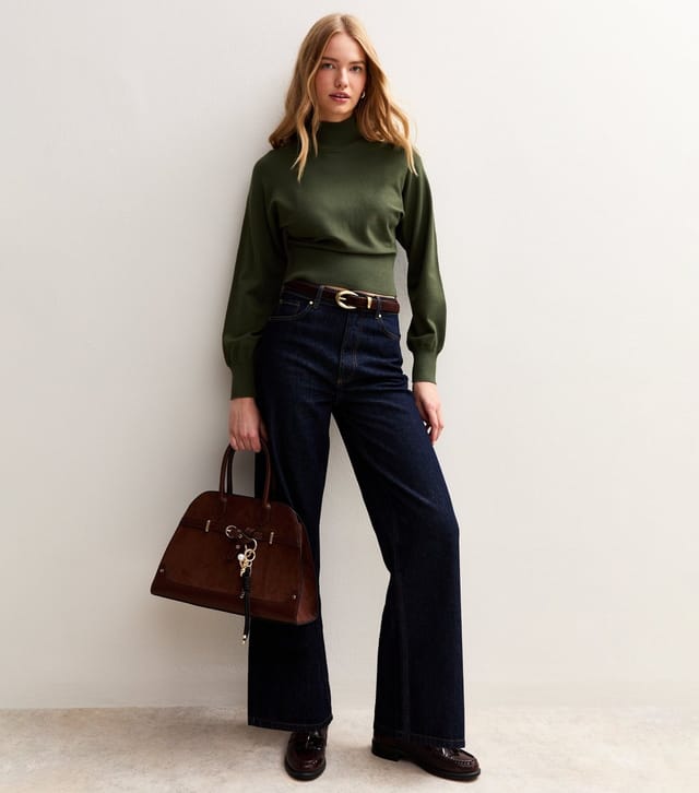 New Look Women's Khaki High Neck Knit Jumper New Look - 3