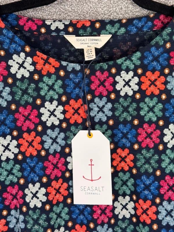Seasalt Cornwall Seasalt Cornwall Sea Mirror Dress Petal Cross Stitch Maritime Tall UK 8