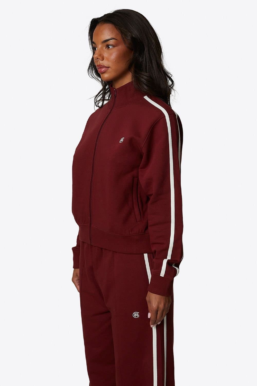 GOOD FOR NOTHING Good For Nothing Women's Sport Zip Through Sweatshirt in Burgundy