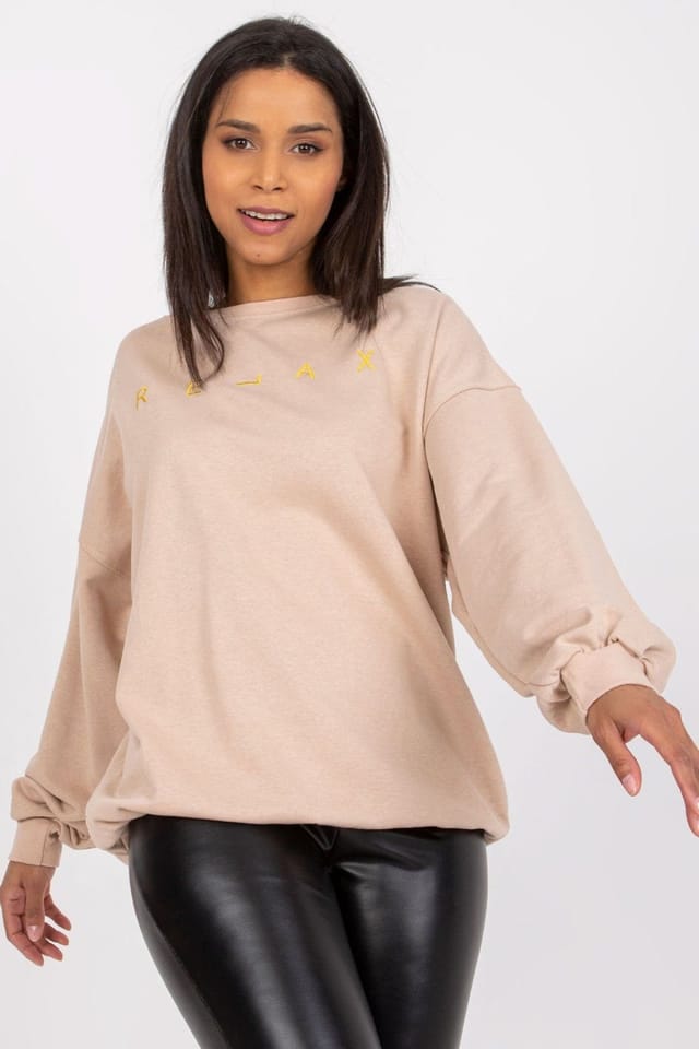 Love Lace Love Lace Women's Embroidered Long Sleeve Round Neck Blouse in Beige - 3