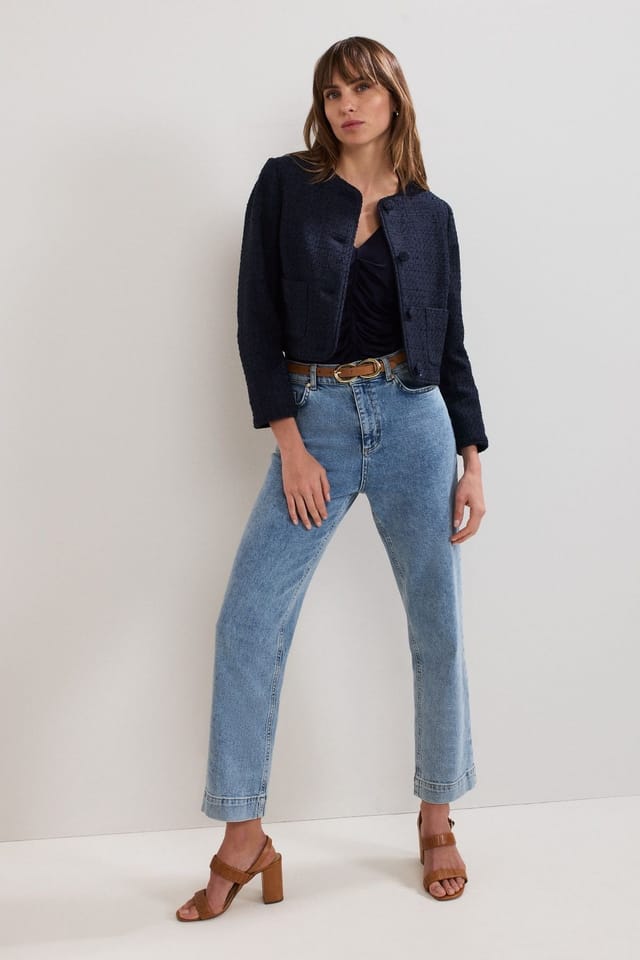Phase Eight Phase Eight Women's Ripley Boucle Cropped Jacket in Dark Navy - 3