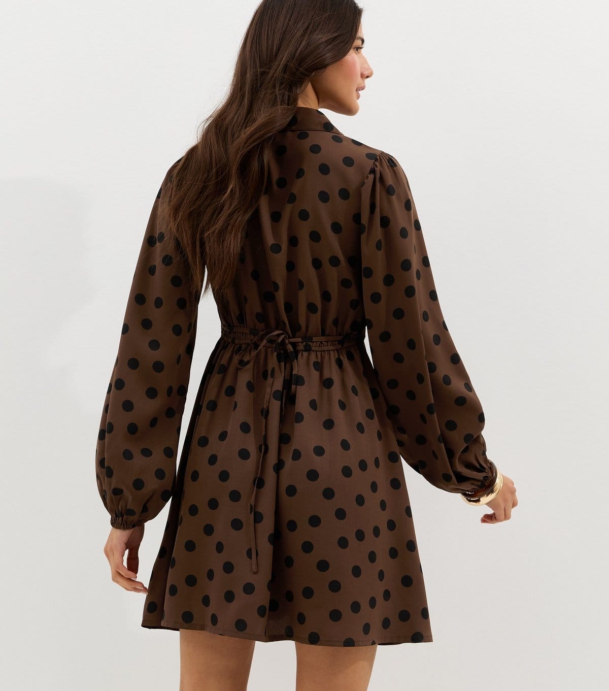 New Look Women's Dark Brown Floral Long Sleeve Mini Shirt Dress New Look - 4