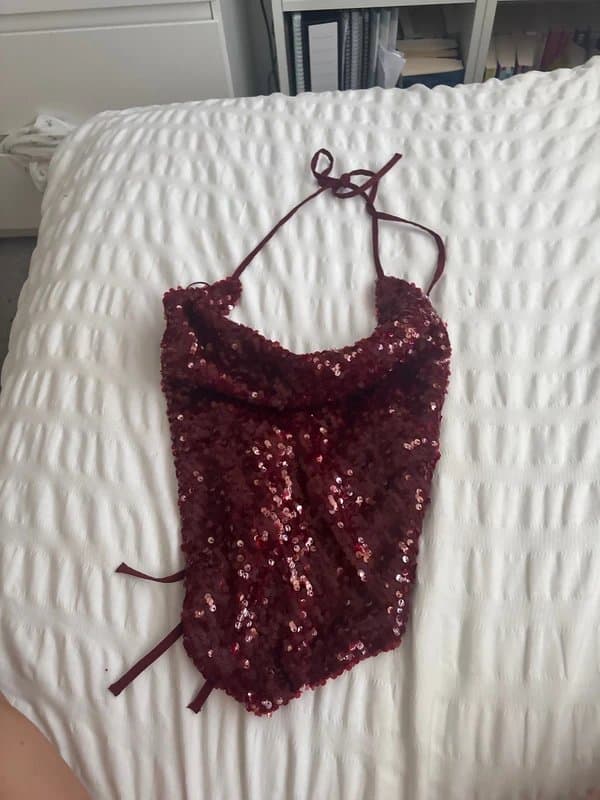 Bershka Red sequin top