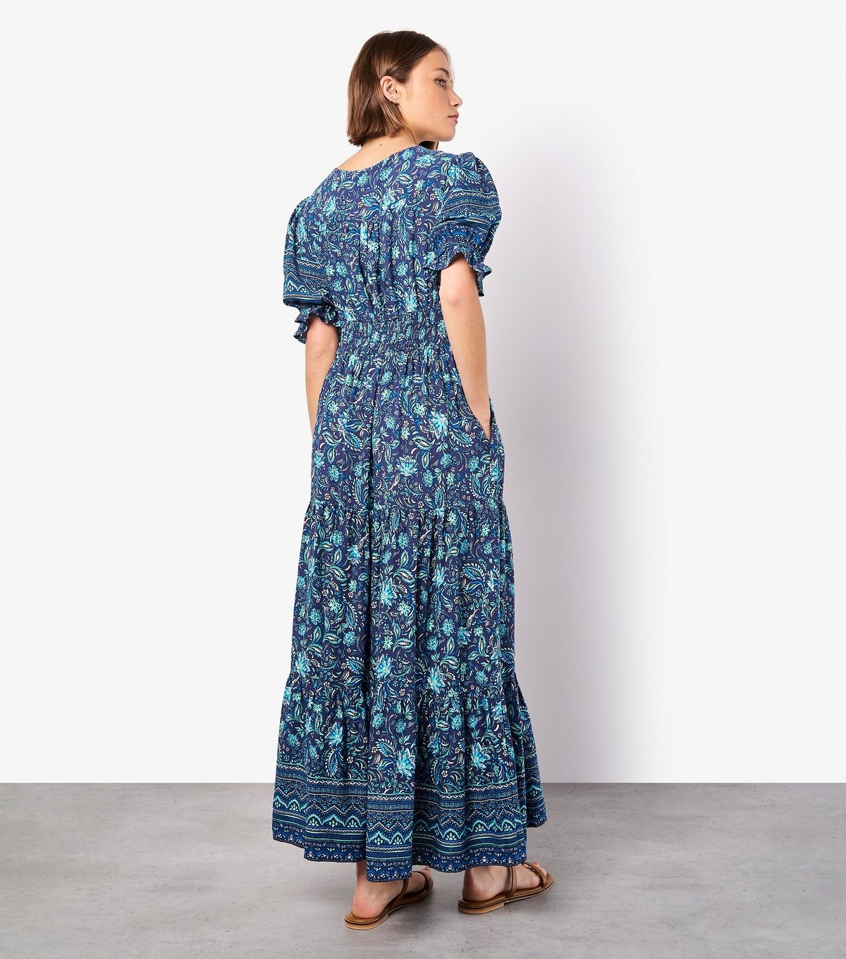 Apricot Women's Blue Floral Border Print Midi Shirt Dress Apricot New Look - 3