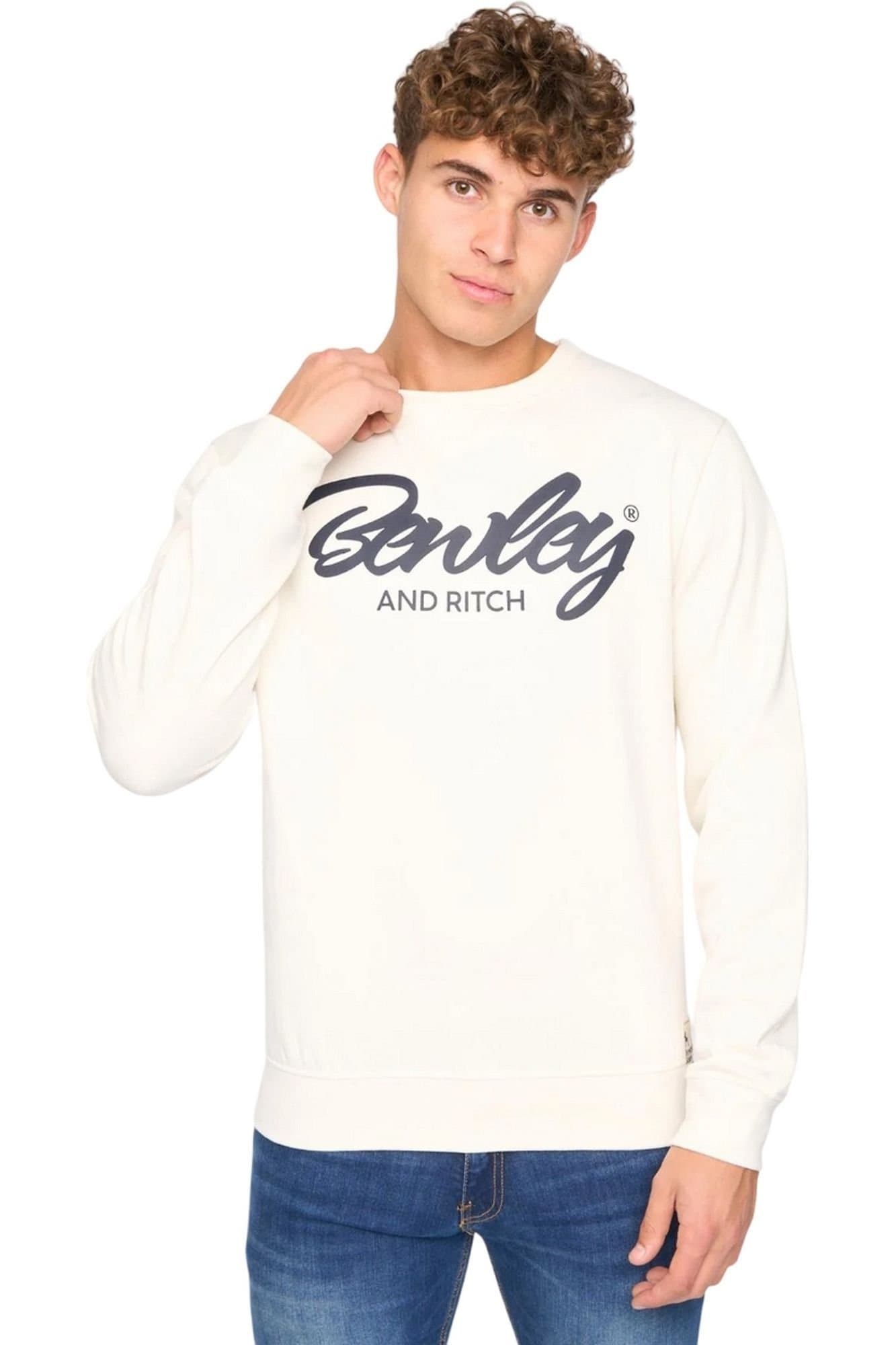 Bewley&Ritch Bewley&Ritch Men's Yardley Crew Neck Sweatshirt in Off-White