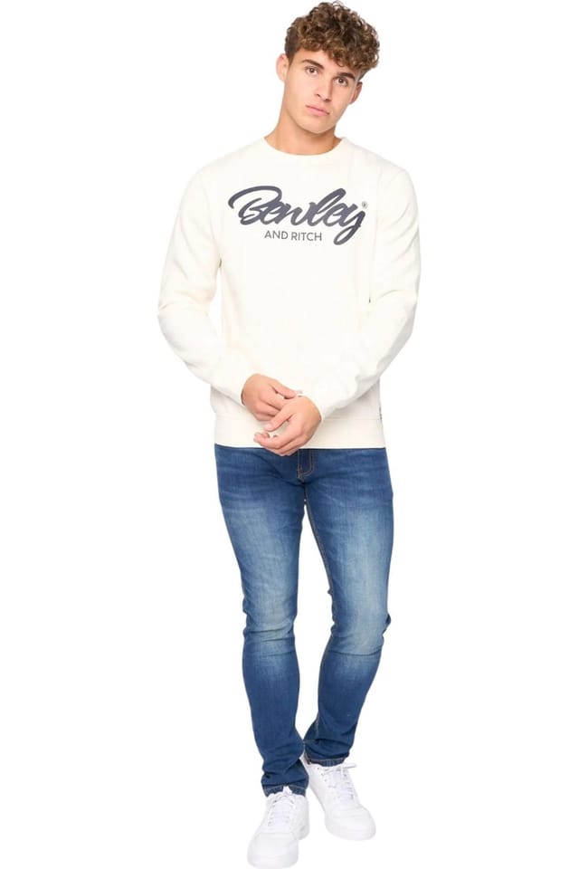 Bewley&Ritch Bewley&Ritch Men's Yardley Crew Neck Sweatshirt in Off-White - 3