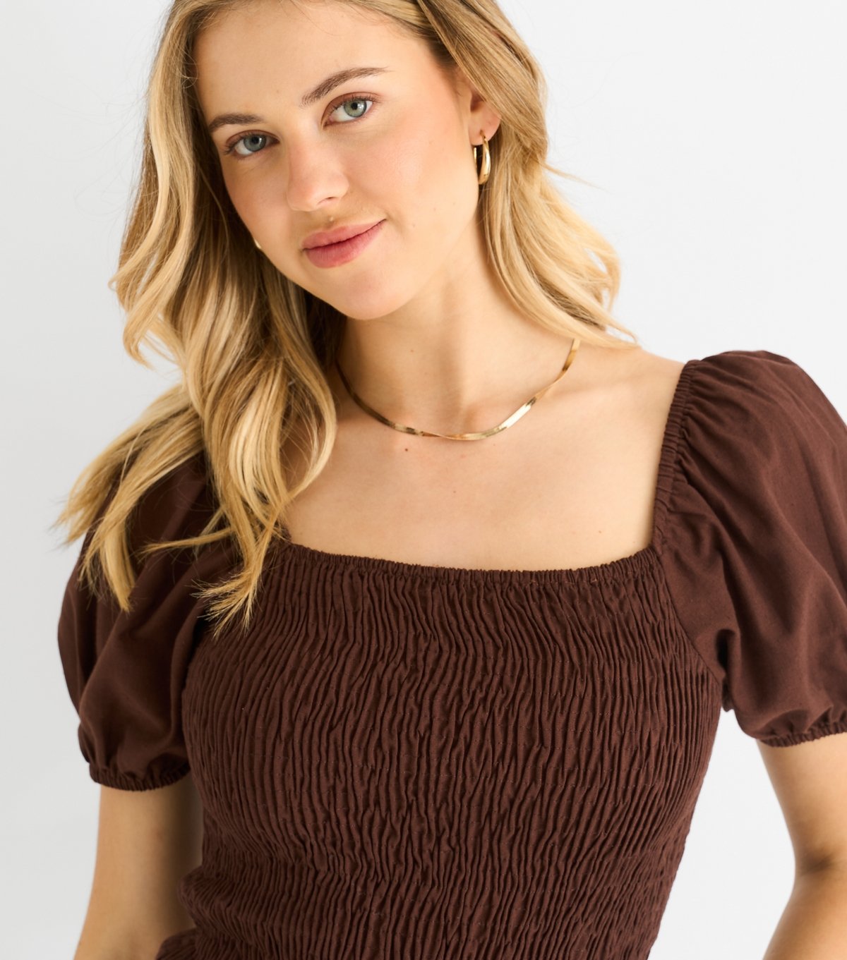 Gini London Women's Rust Puff Sleeve Top Gini London New Look - 2