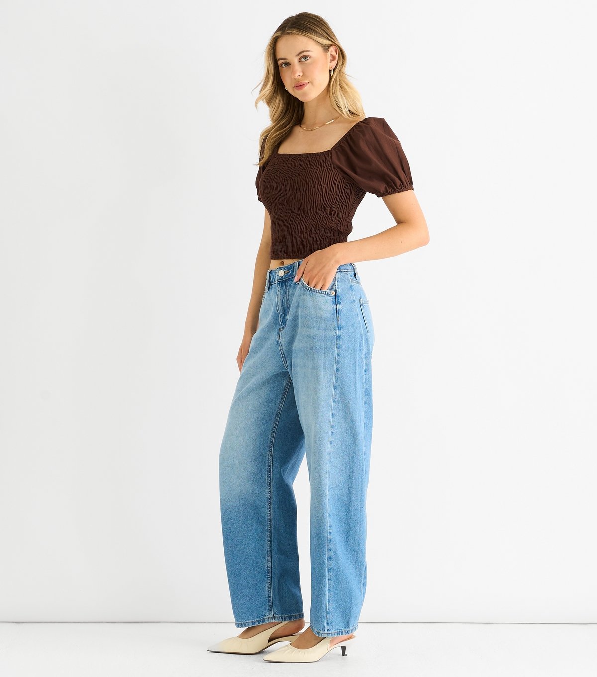 Gini London Women's Rust Puff Sleeve Top Gini London New Look - 3