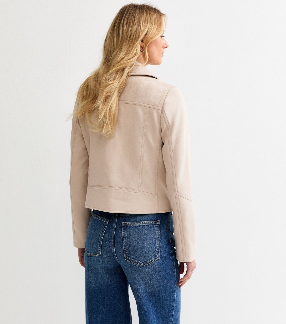 New Look Women's Tall Stone Faux Suede Biker Jacket New Look - 4