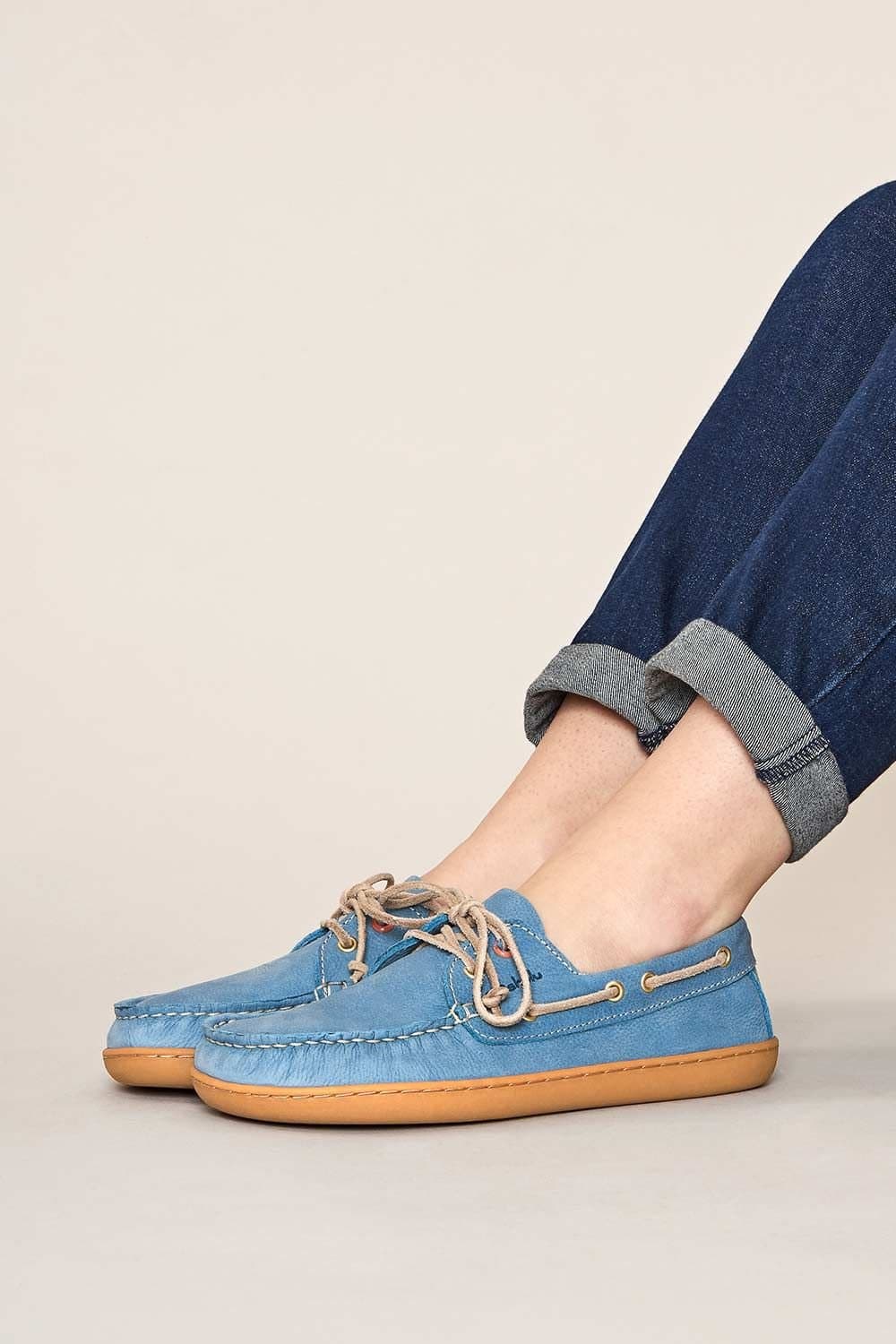 Moshulu Moshulu Women's Light Blue Nubuck Boat Shoes