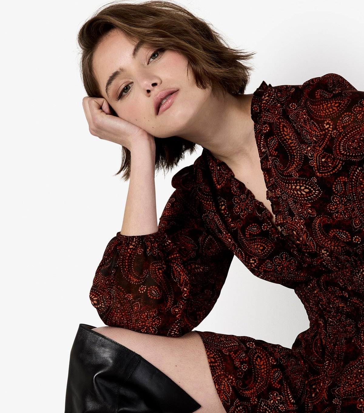 Apricot Women's Orange Paisley Ruffle Mini Dress Apricot New Look - 4