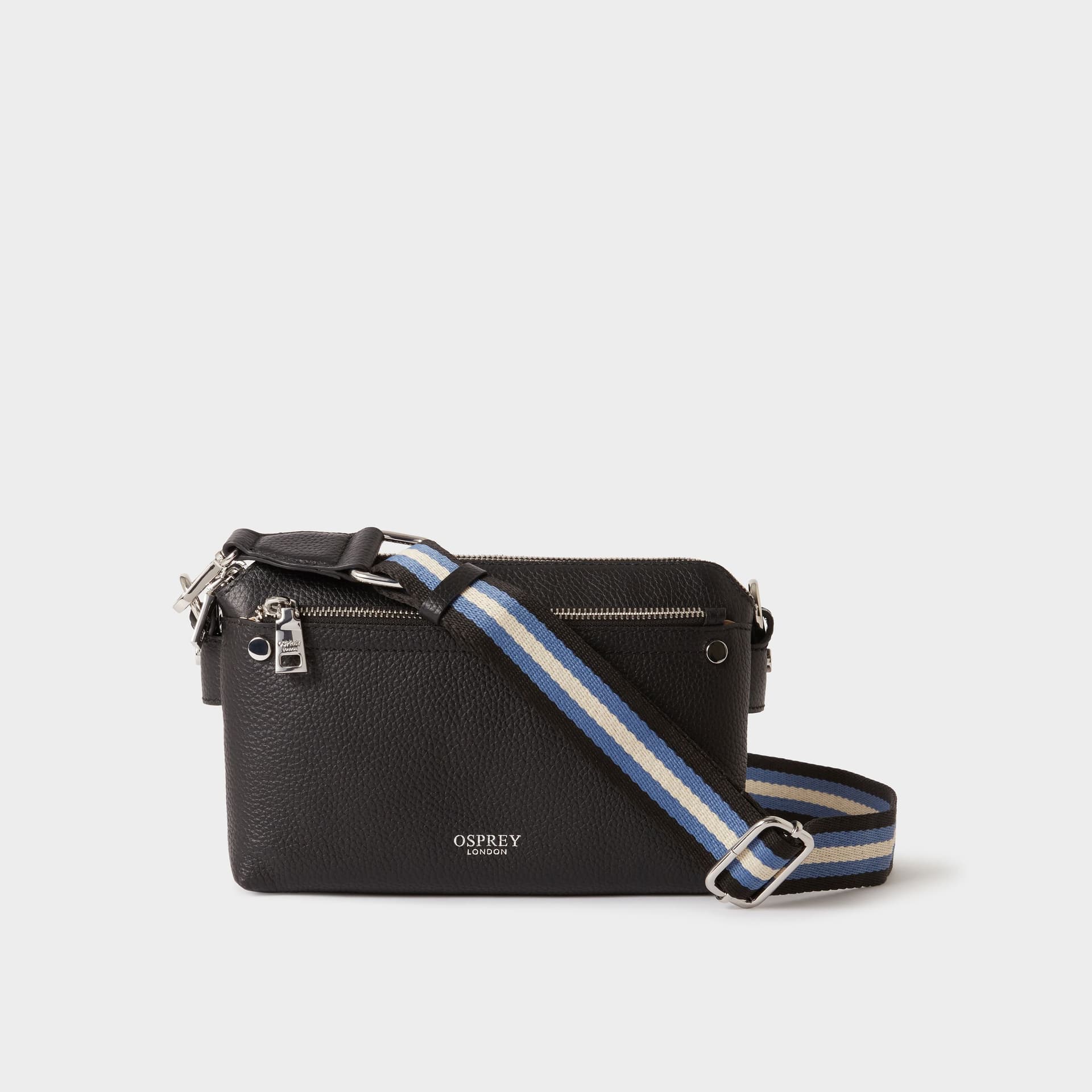 OSPREY LONDON OSPREY LONDON Women's The Stella Leather Crossbody Bag in True Black