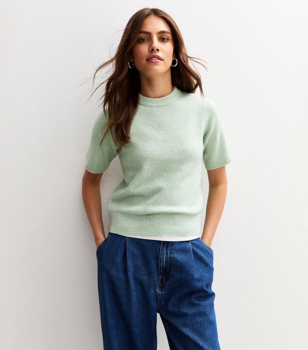 New Look Women's Mint Green Short Sleeve Midweight Knit T-Shirt New Look