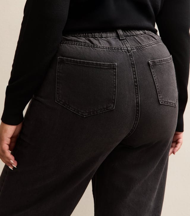 New Look Women's Plus Size Black Elasticated Wide Leg Jeans Curves New Look - 2