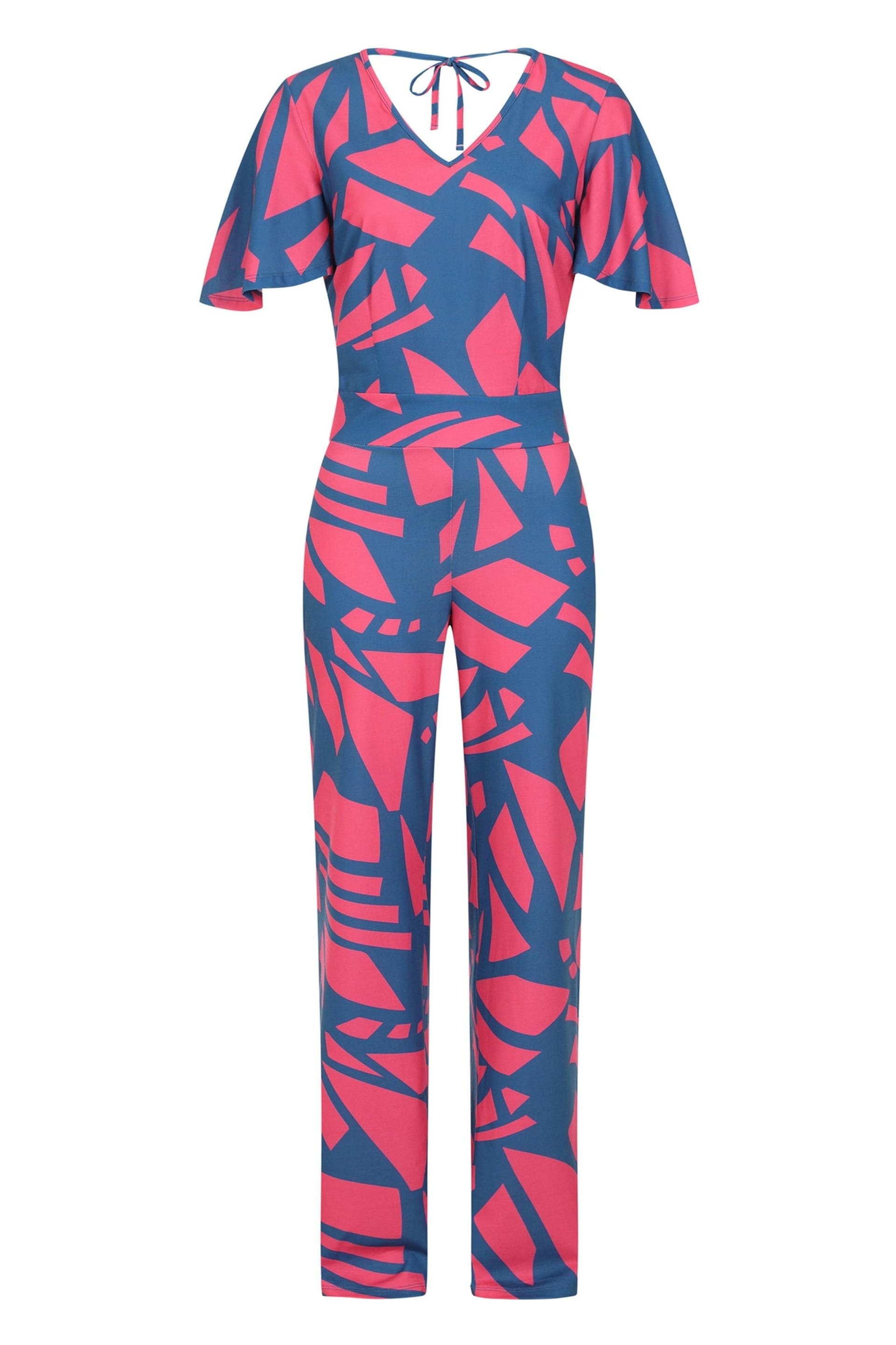 Hot Squash Hot Squash Women's Straight Leg Jumpsuit with V-neck & Flare Sleeves in Teal - 4