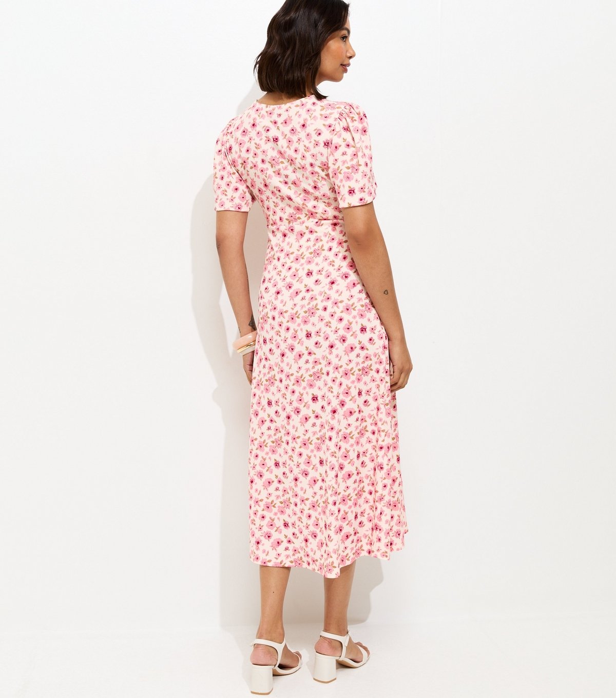 New Look Women's Maternity Pink Floral Print Short Sleeve Midi Dress New Look - 4