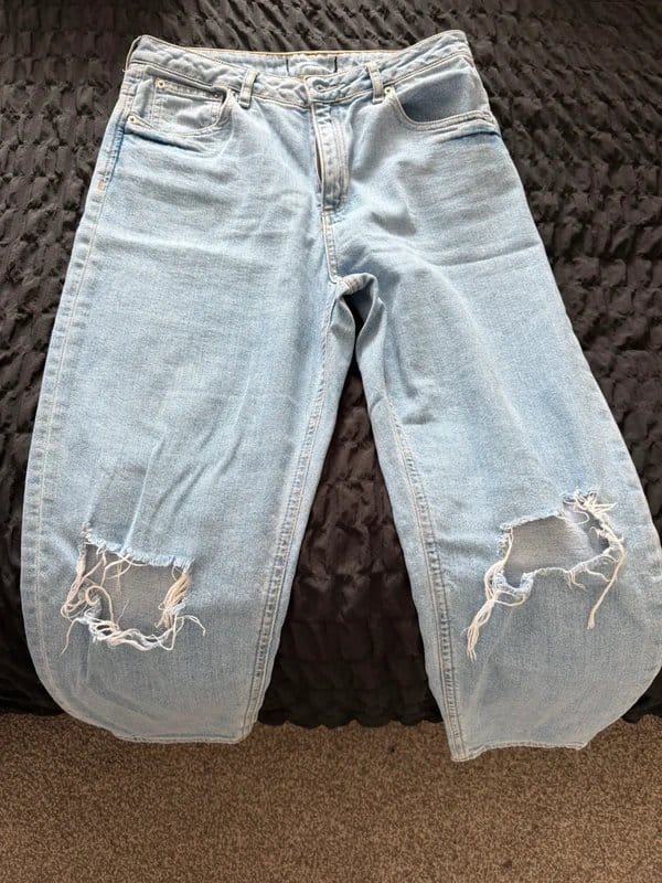 ASOS Design Light Blue Ripped Knee Jeans